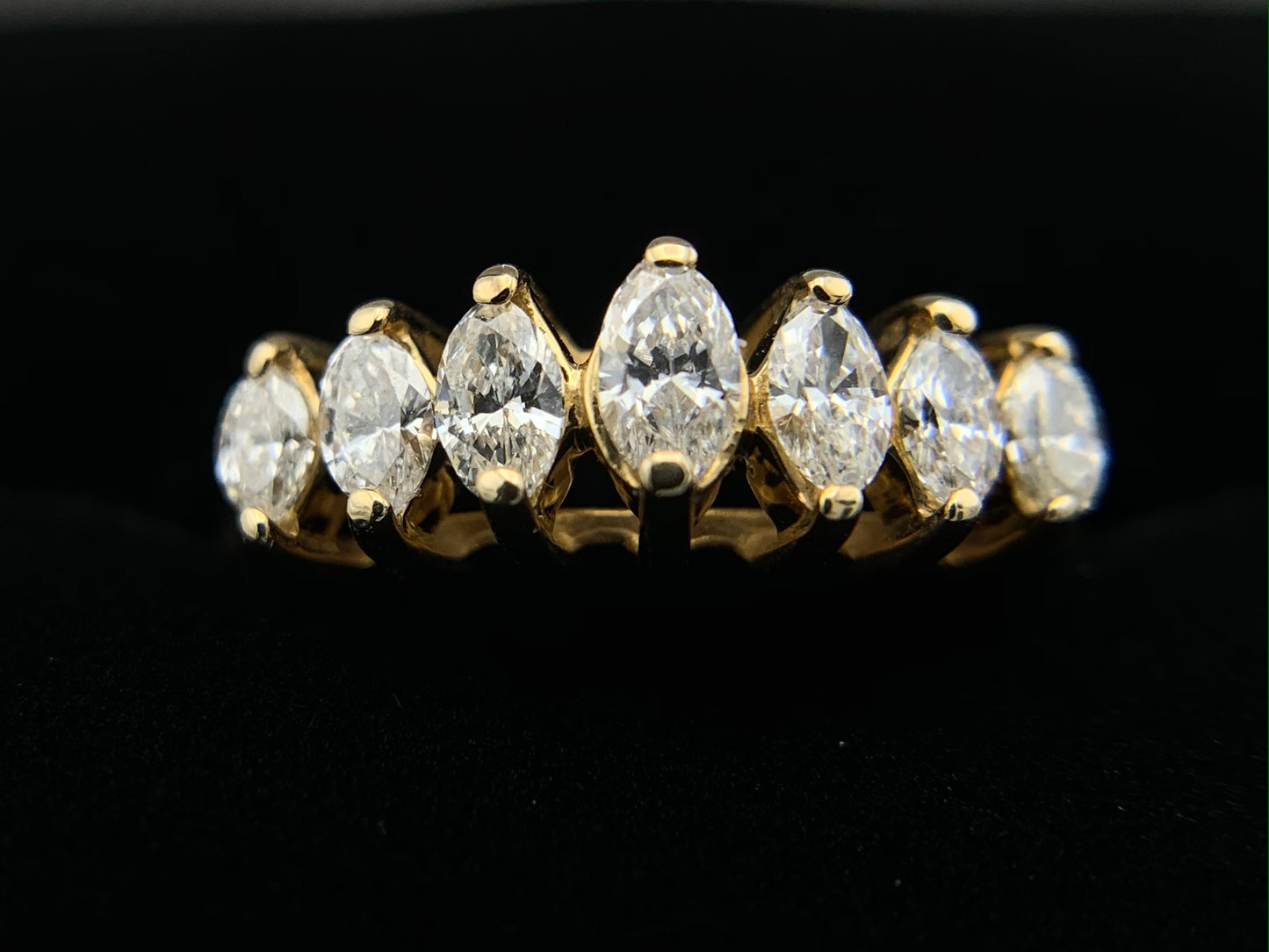 14K Yellow Gold Marquise Diamond Wedding Ring