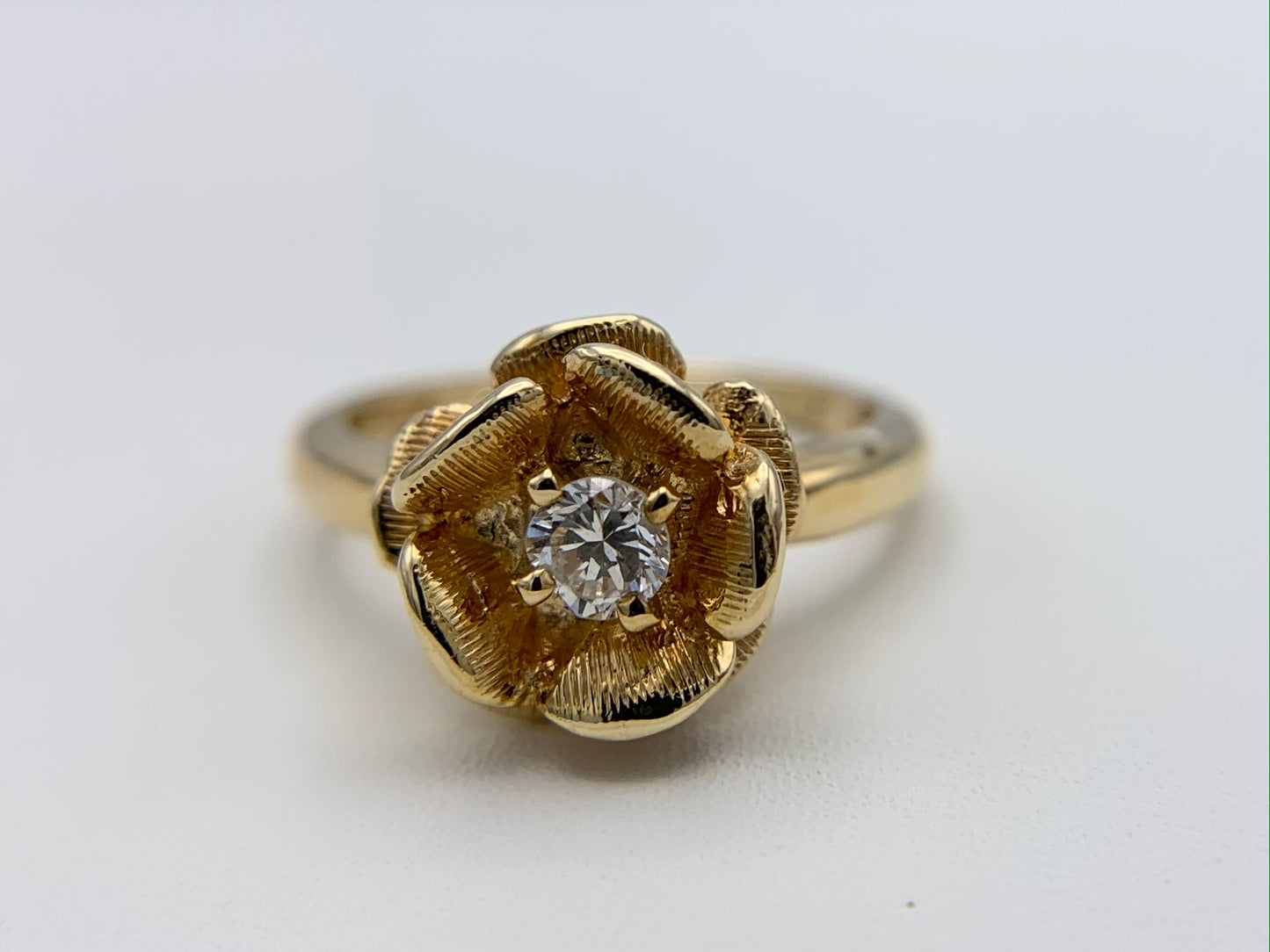 14K Yellow Gold Diamond Rose Ring