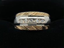 Load image into Gallery viewer, 14K Yellow and White Gold Two Tone Wedding Band with Diamonds
