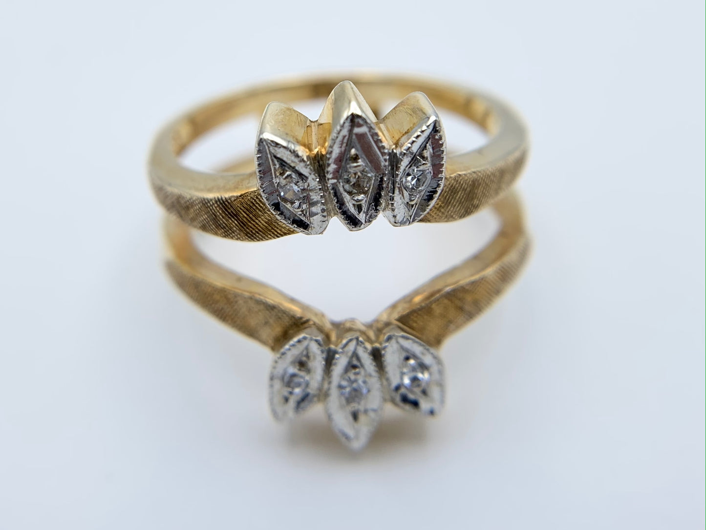 14K Yellow and White Gold Diamond Ring Guard