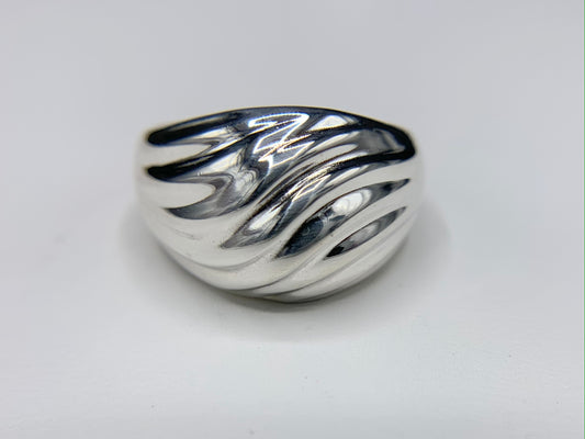 Sterling Silver Swirl Dome Rib Ring