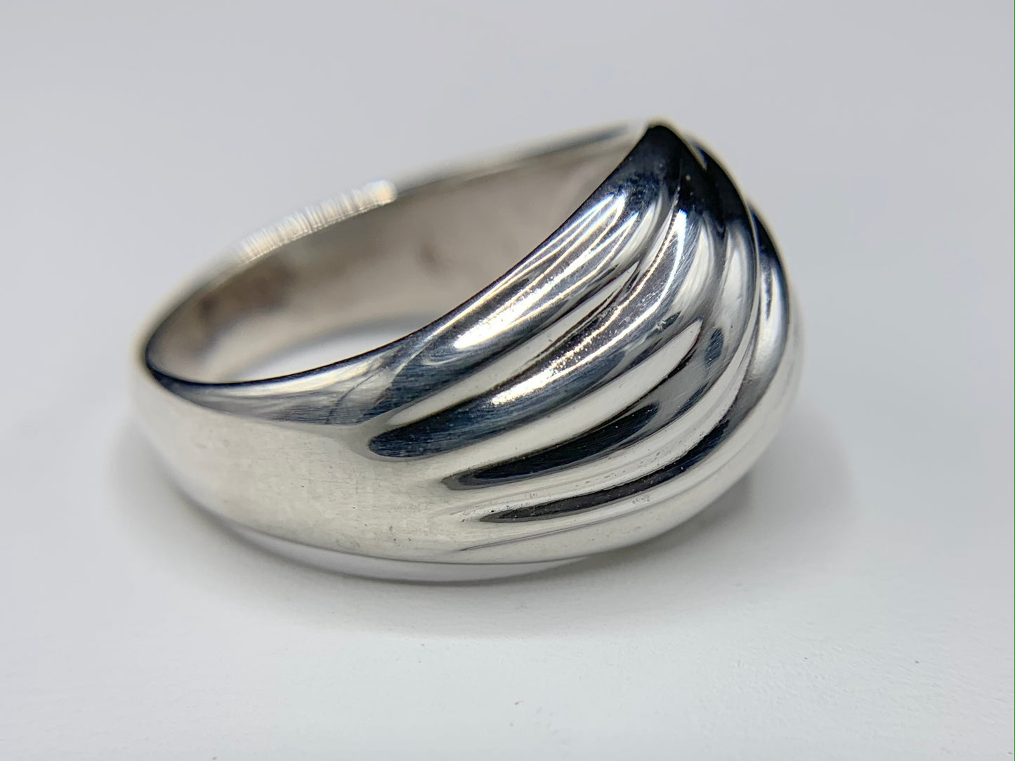 Sterling Silver Swirl Dome Rib Ring