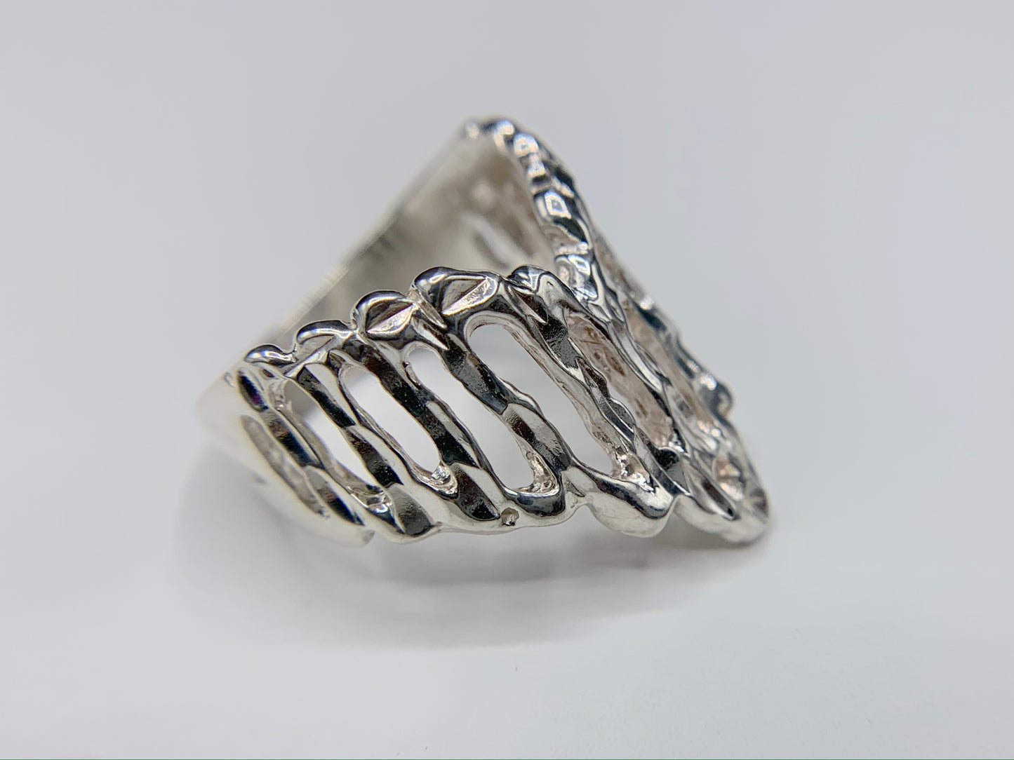 Sterling Silver 'Liquid Metal' Free Form Ring