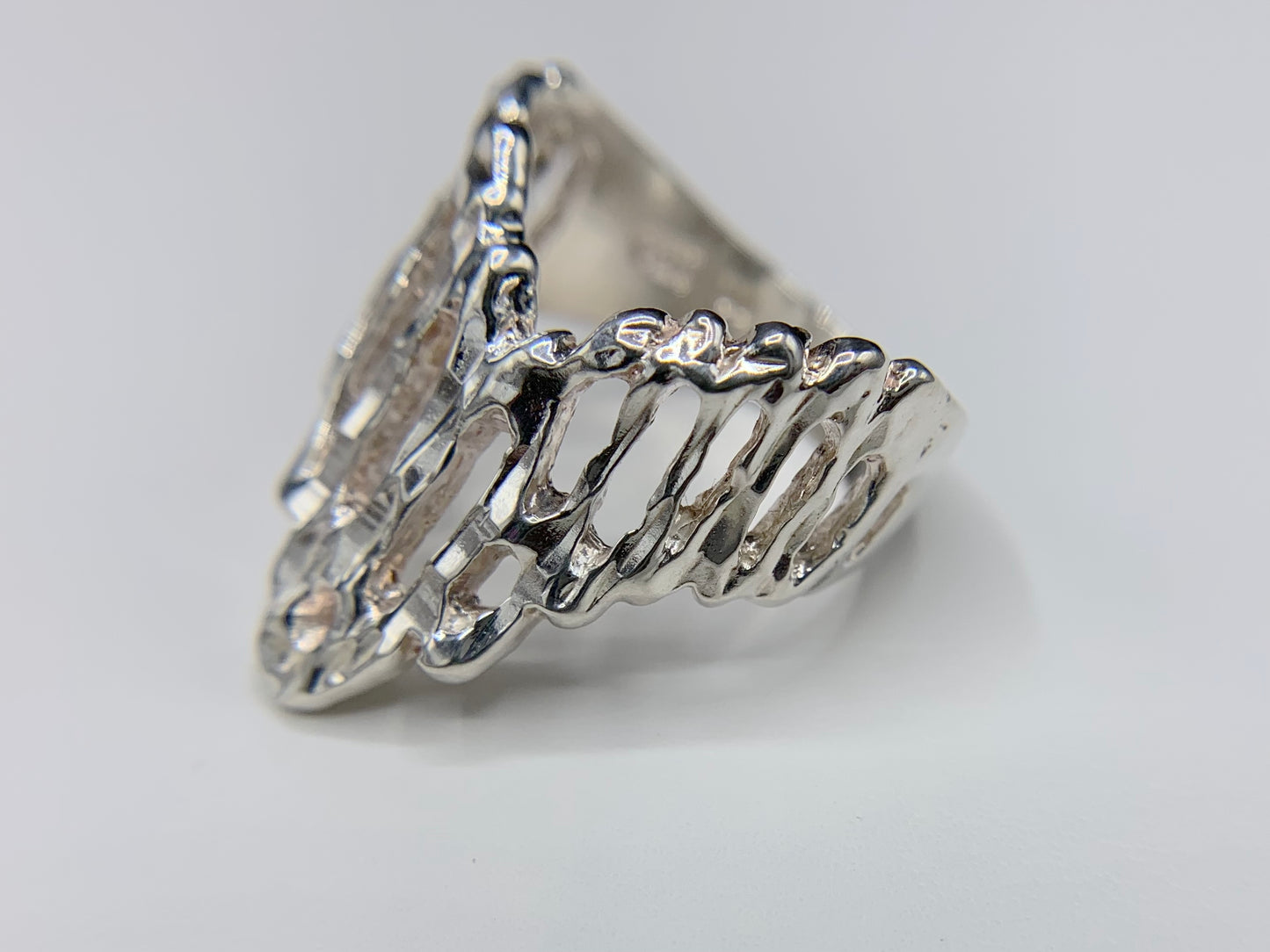 Sterling Silver 'Liquid Metal' Free Form Ring