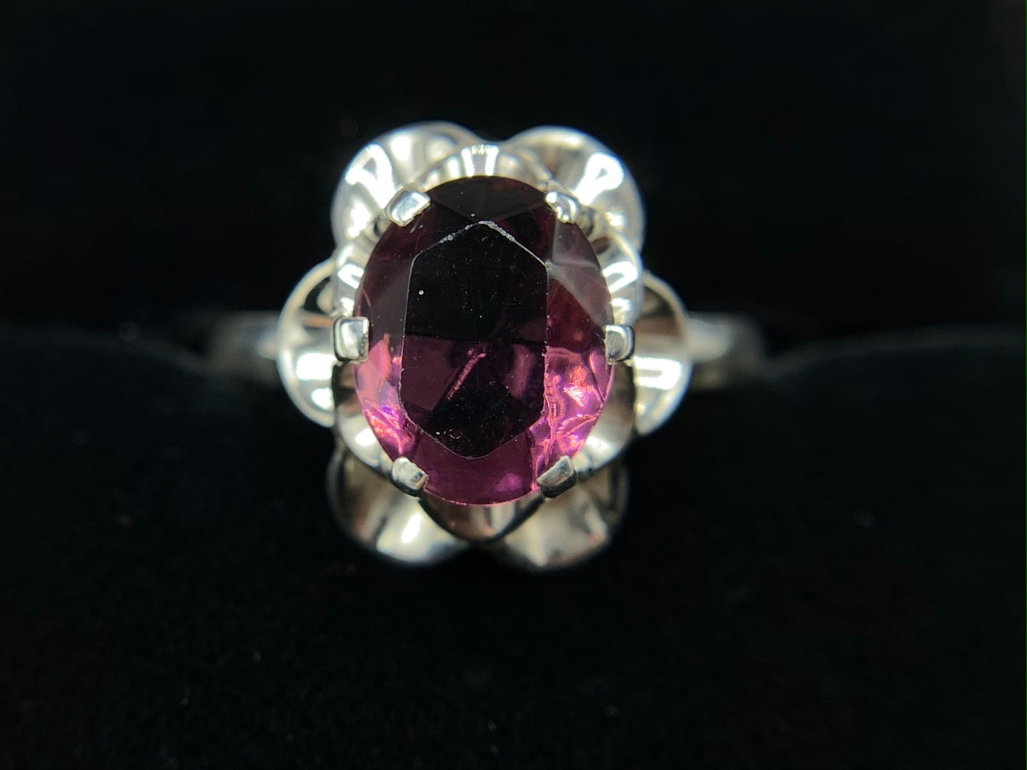 Sterling Silver Alexandrite Flower Ring