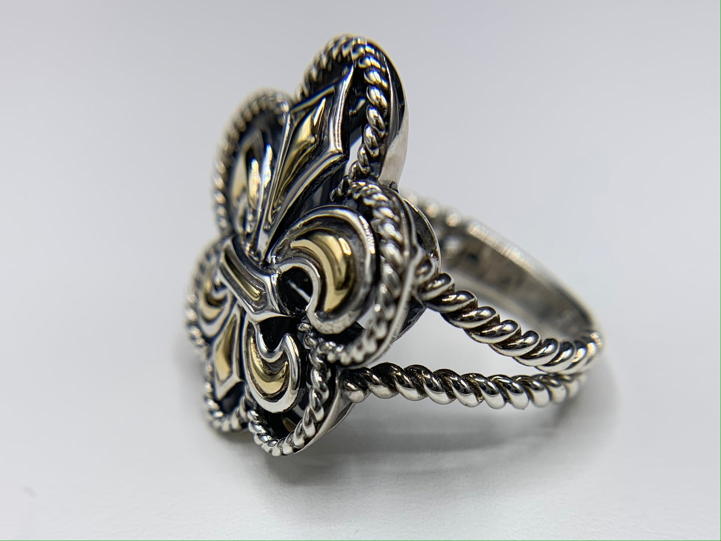 Sterling Silver and Yellow Gold Fleur-de-lis Ring