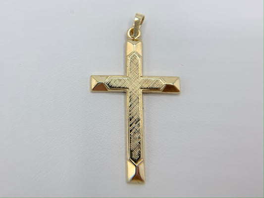 Estate 14K Gold Pendant Etched Cross within Cross Design