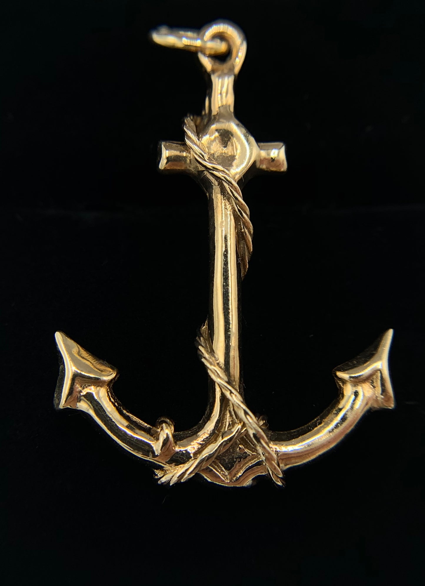 14K Gold Mariner Anchor Pendant