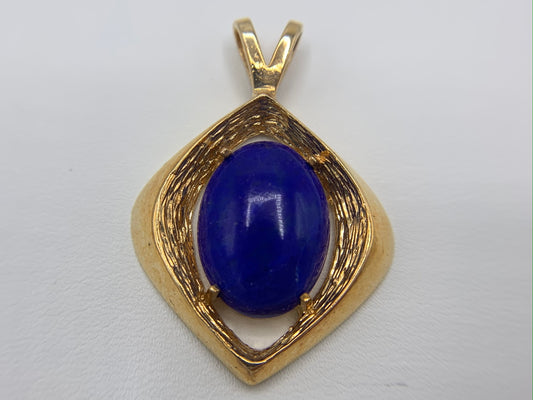 14K Gold Pendant with Lapis Stone