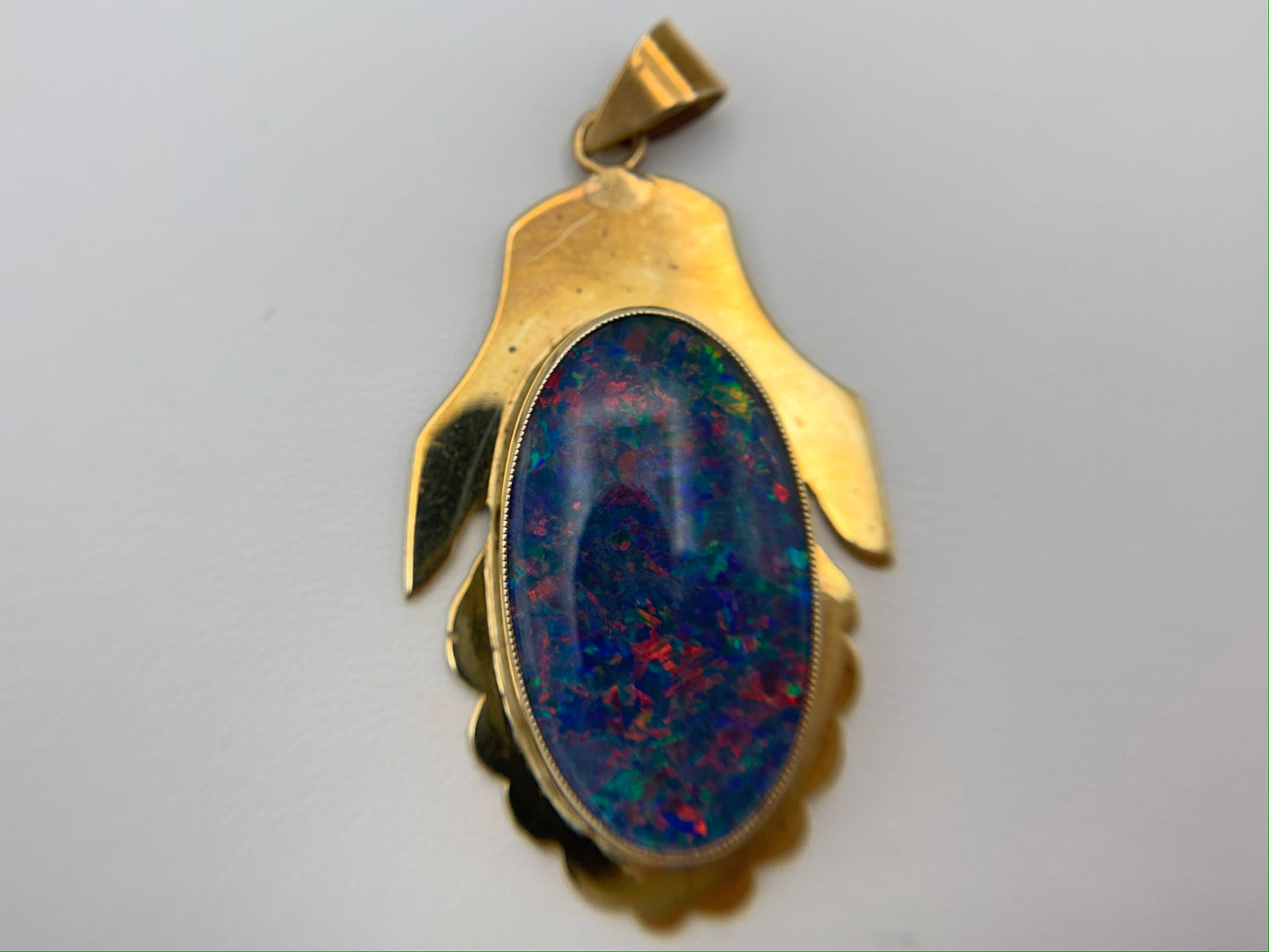 10K Yellow Gold Triplet Black Opal Pendant