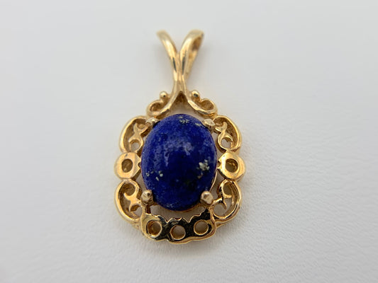 14K Gold Lapis Stone Pendant