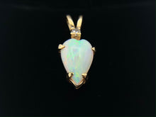 Load image into Gallery viewer, 14K Yellow Gold Australian Opal with Diamond Necklace Pendant
