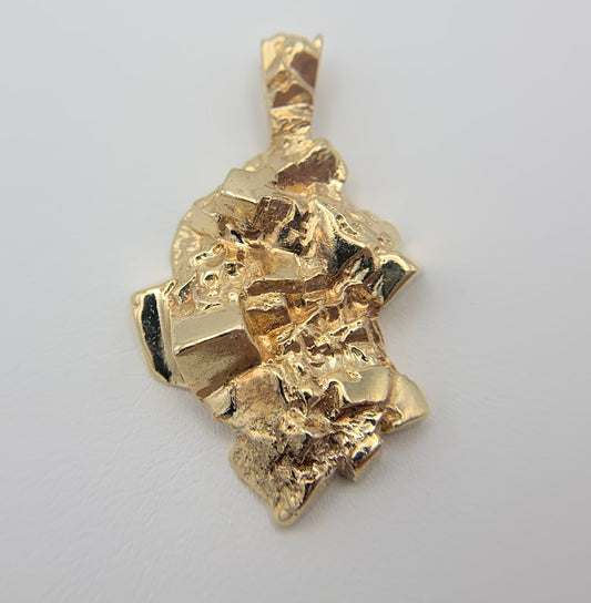 14K Yellow Gold Nugget Necklace Pendant