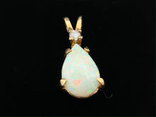 Load image into Gallery viewer, New 14K Yellow Gold Pear Shape Australian Opal with Diamond Necklace Pendant
