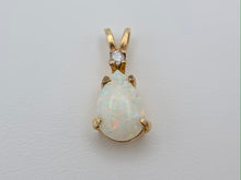 Load image into Gallery viewer, New 14K Yellow Gold Pear Shape Australian Opal with Diamond Necklace Pendant
