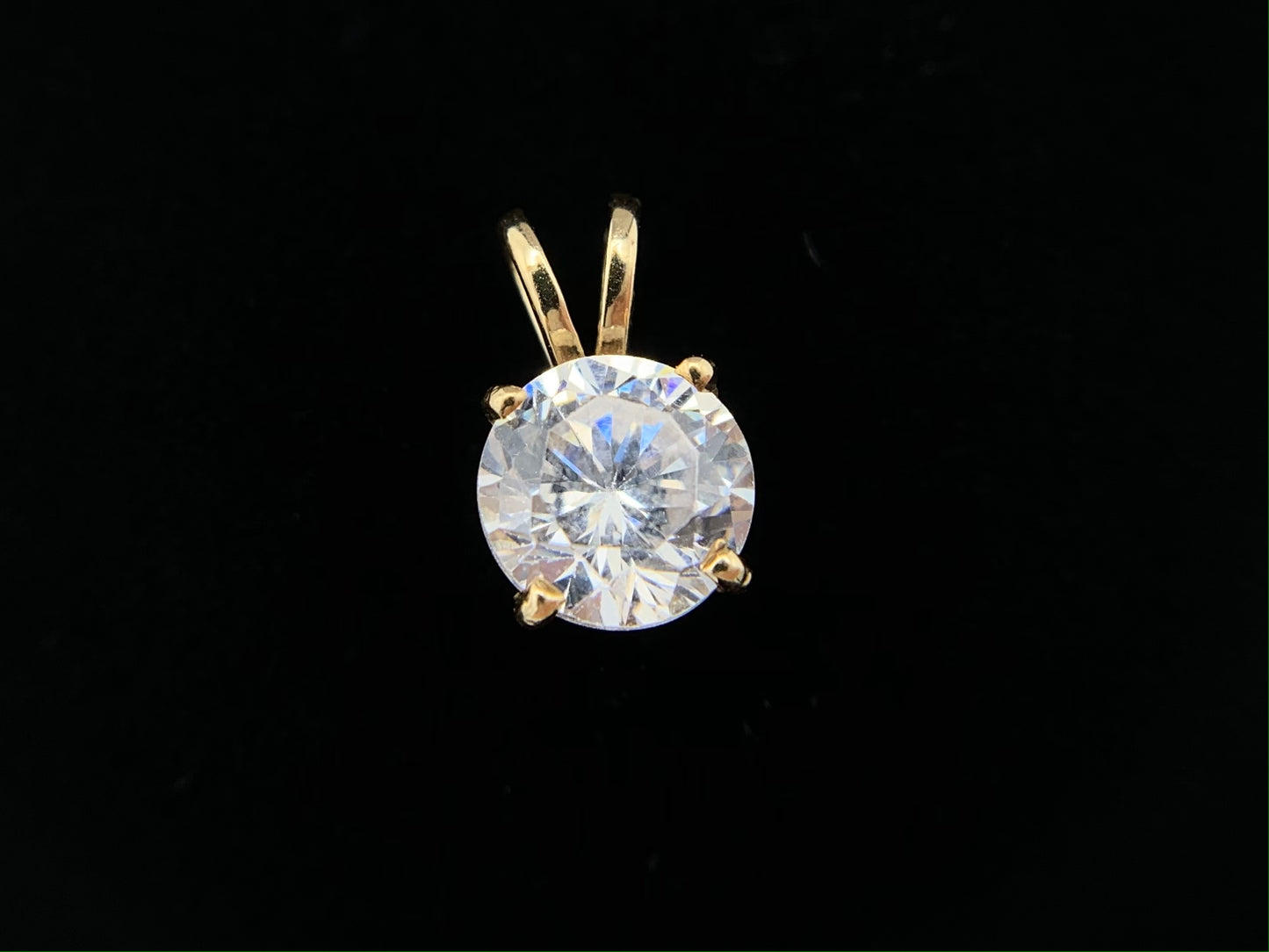 14K Yellow Gold 6.5 mm Cubic Zirconia Necklace Pendant