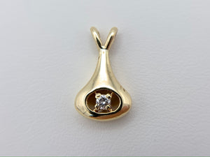 14K Gold Art Deco Diamond Necklace Pendant