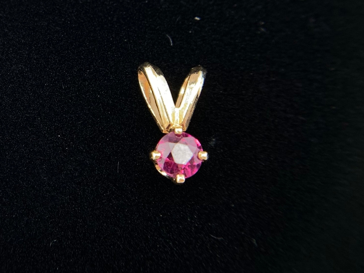 14K Yellow Gold Ruby Necklace Pendant