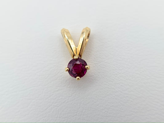 14K Yellow Gold Ruby Necklace Pendant