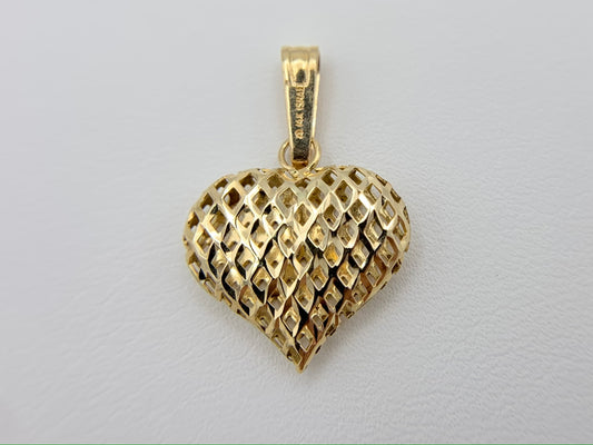 14K Yellow Gold Heart Necklace Pendant