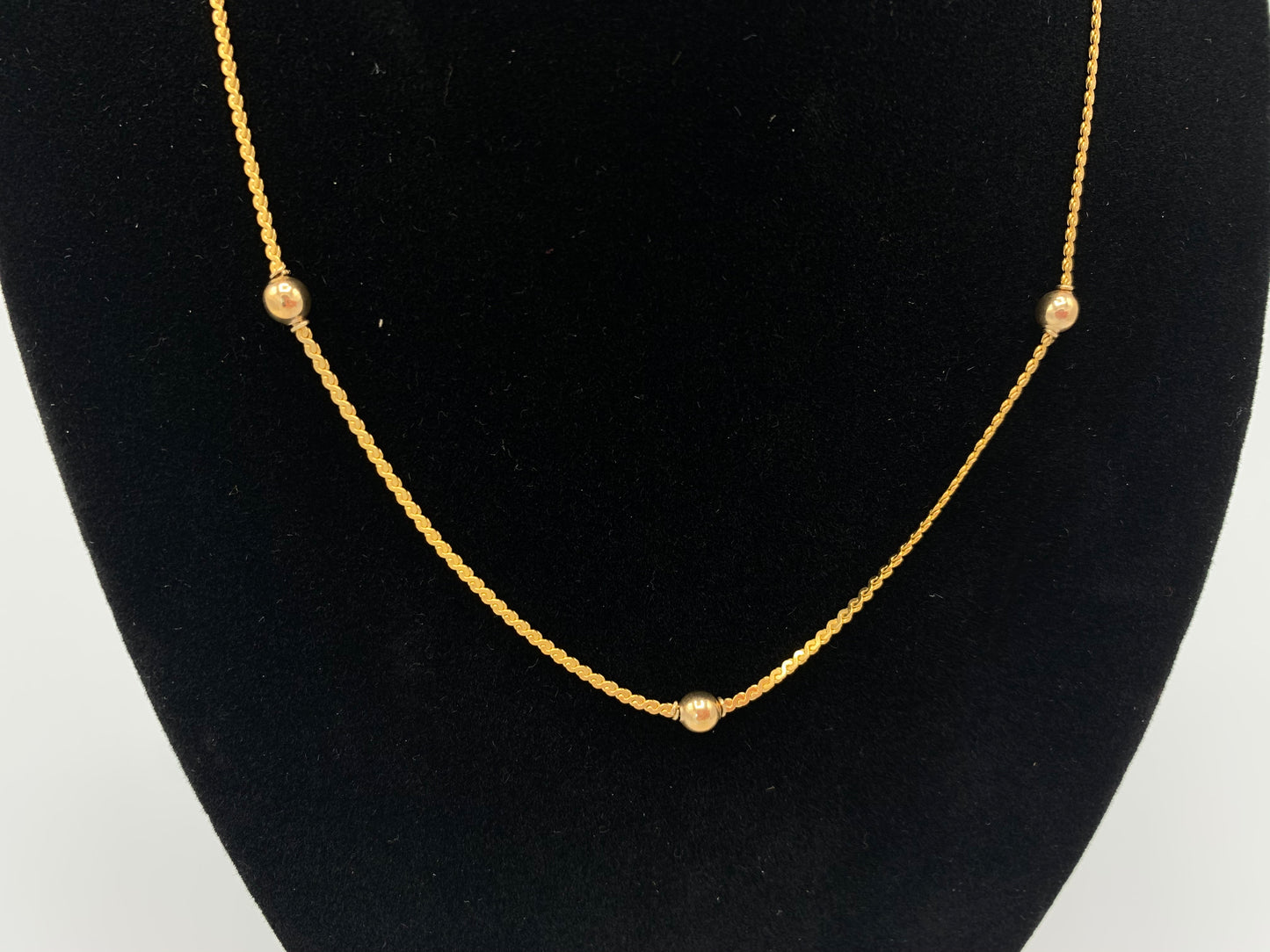 15 Inch Gold Filled S Chain with 3 Gold Beads and Matching Bracelet