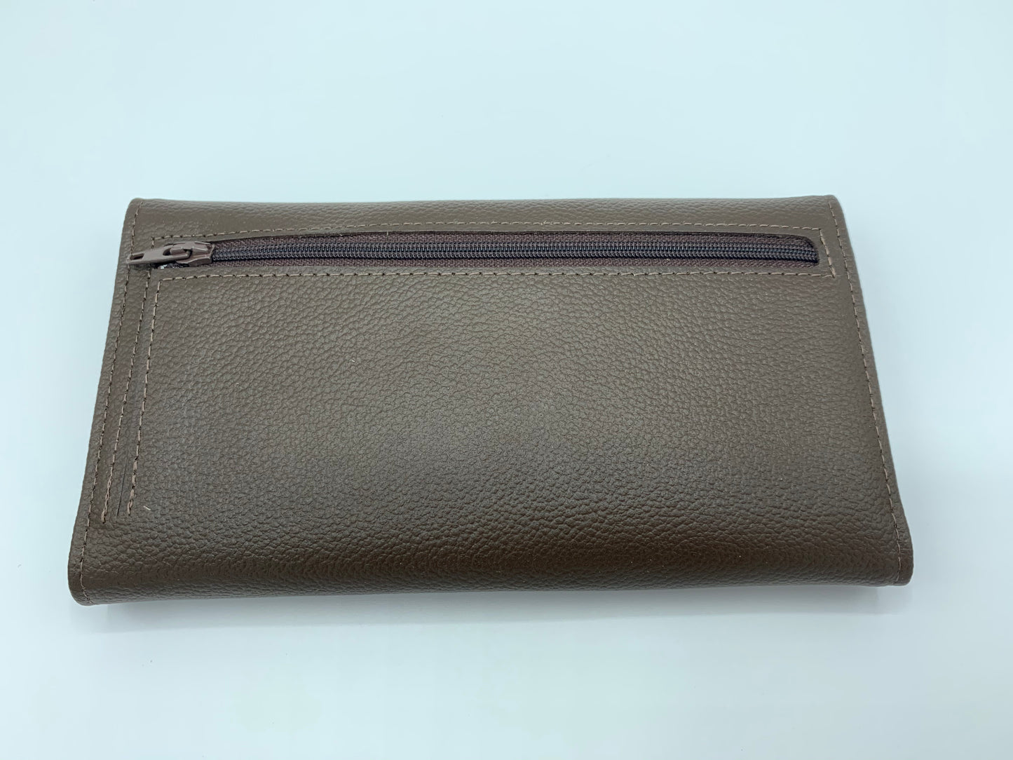 Brown Cowhide Zip and Check Clutch