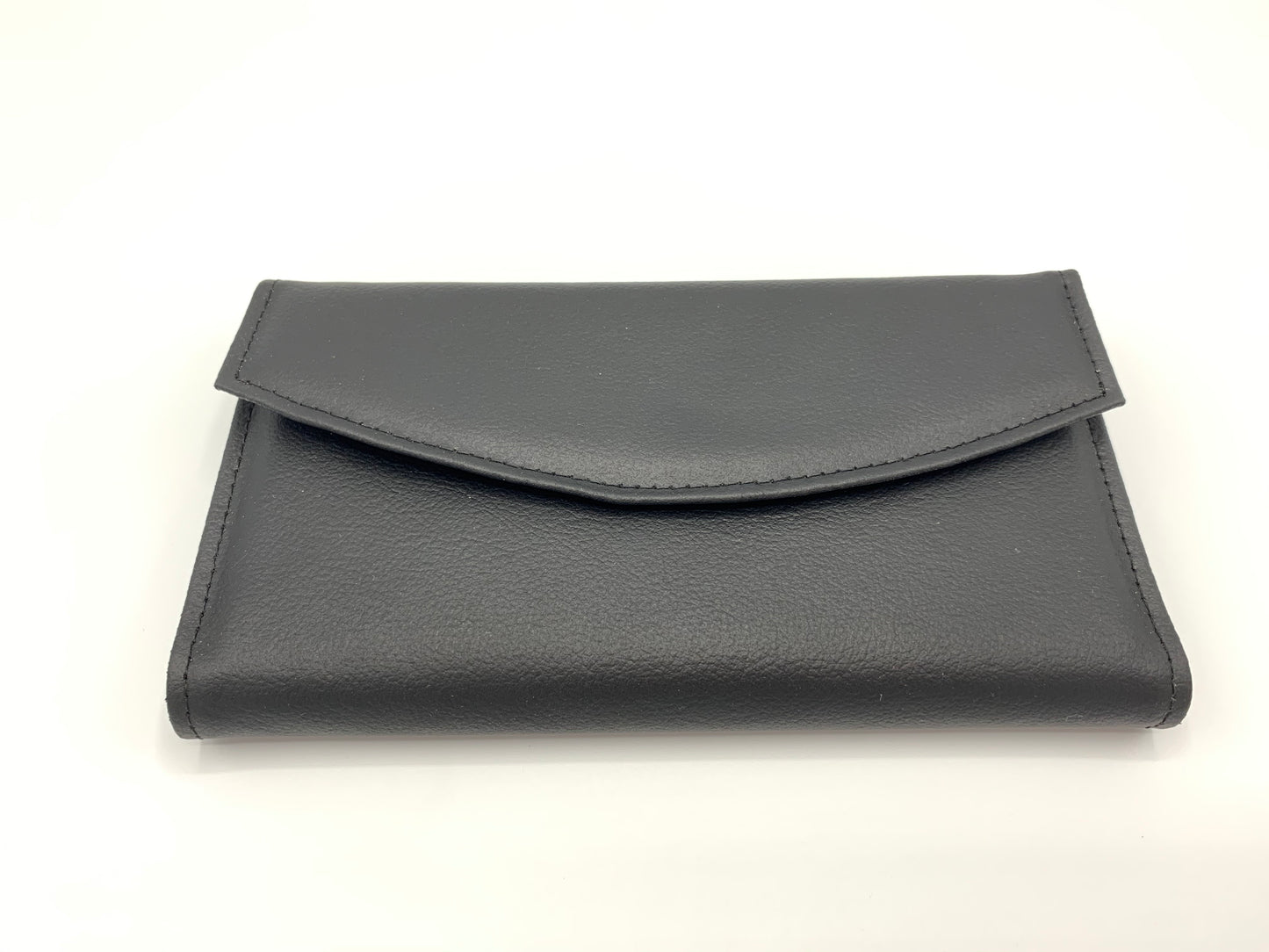 Black Cowhide Zip and Check Clutch