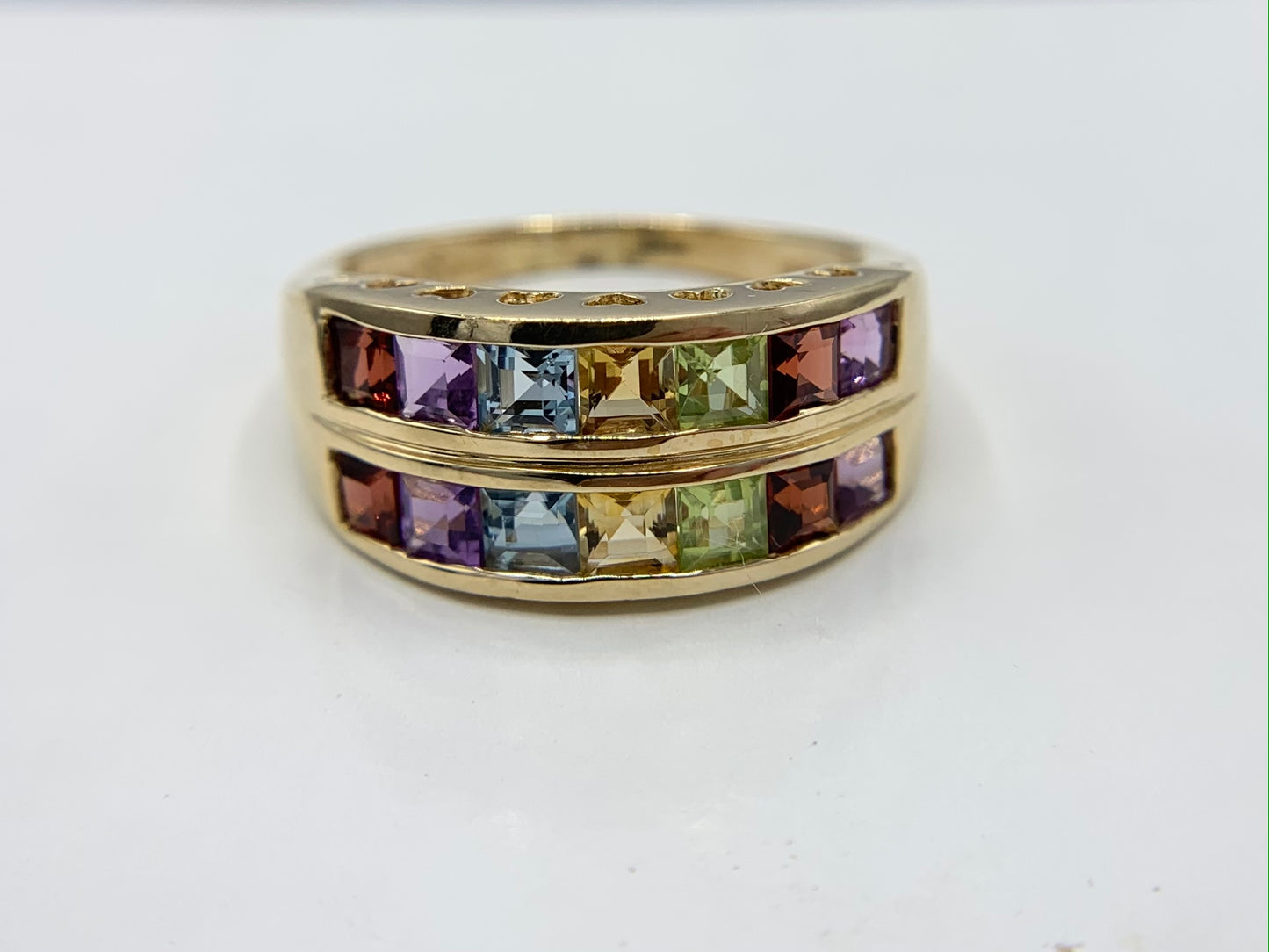 10K Yellow Gold Rainbow Ring