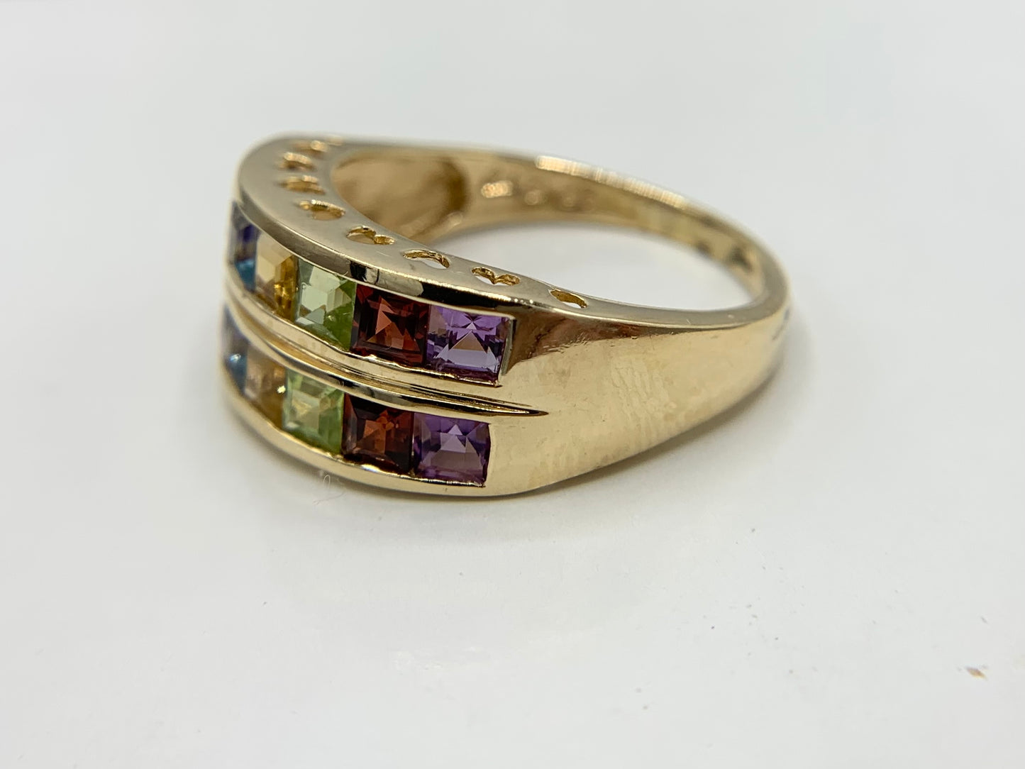 10K Yellow Gold Rainbow Ring