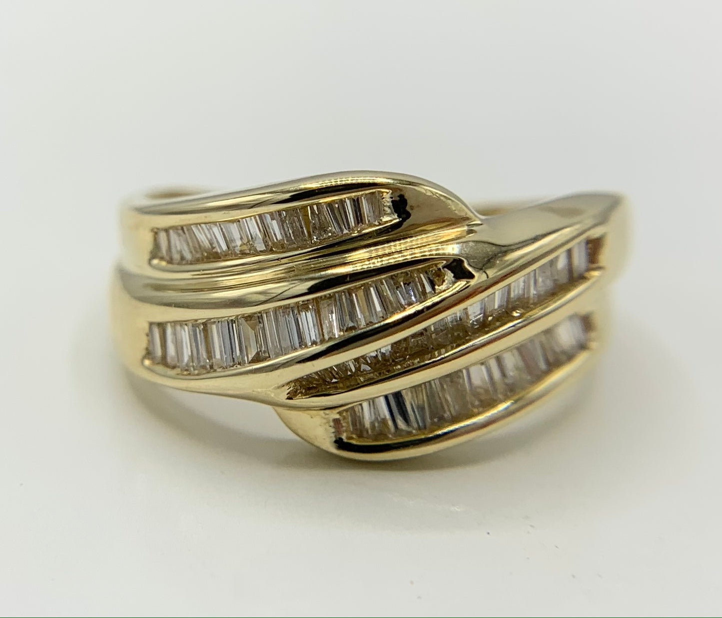 14K Yellow Gold Wedding Ring with India Baguette Diamonds