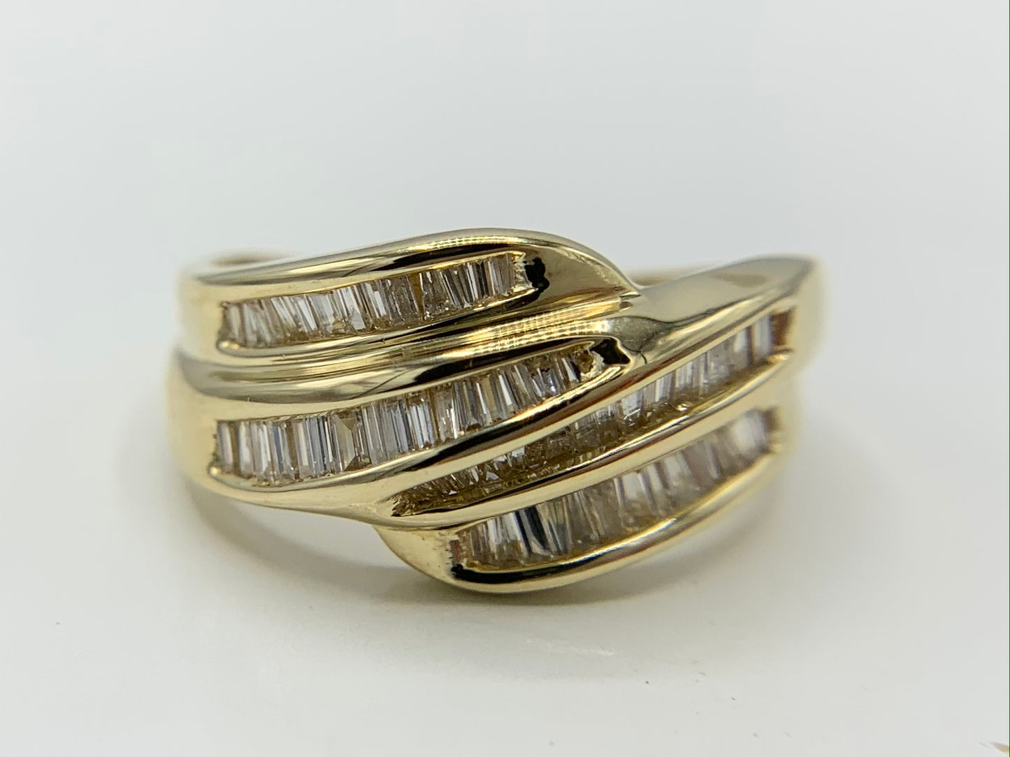 14K Yellow Gold Wedding Ring with India Baguette Diamonds