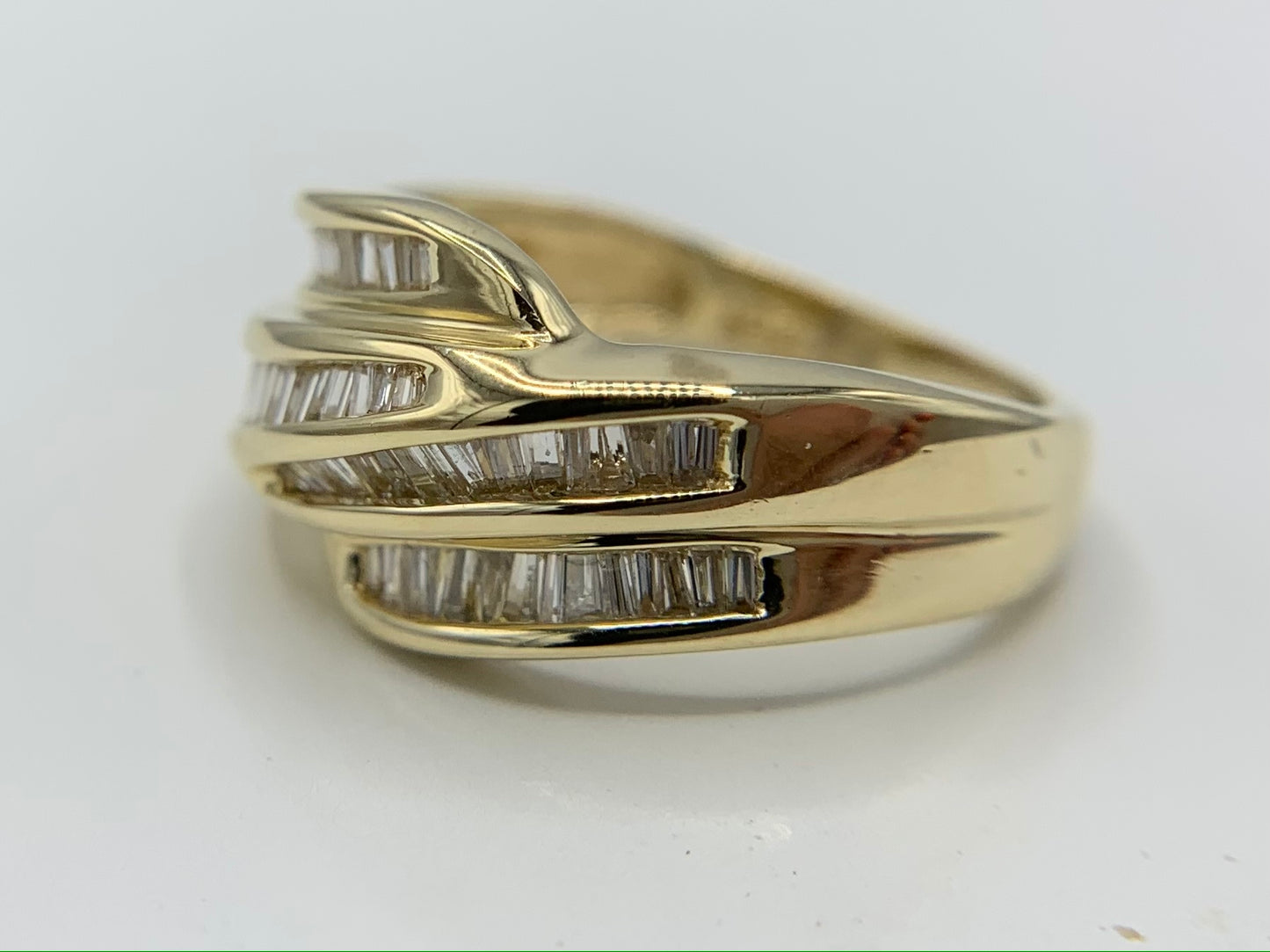 14K Yellow Gold Wedding Ring with India Baguette Diamonds