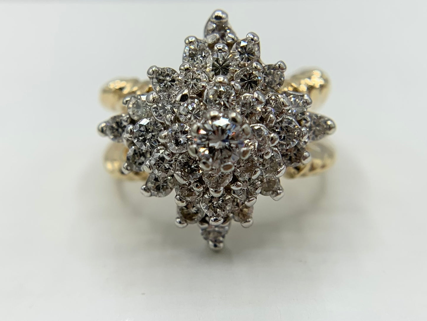 2 carat Diamond Cluster Ring Top View