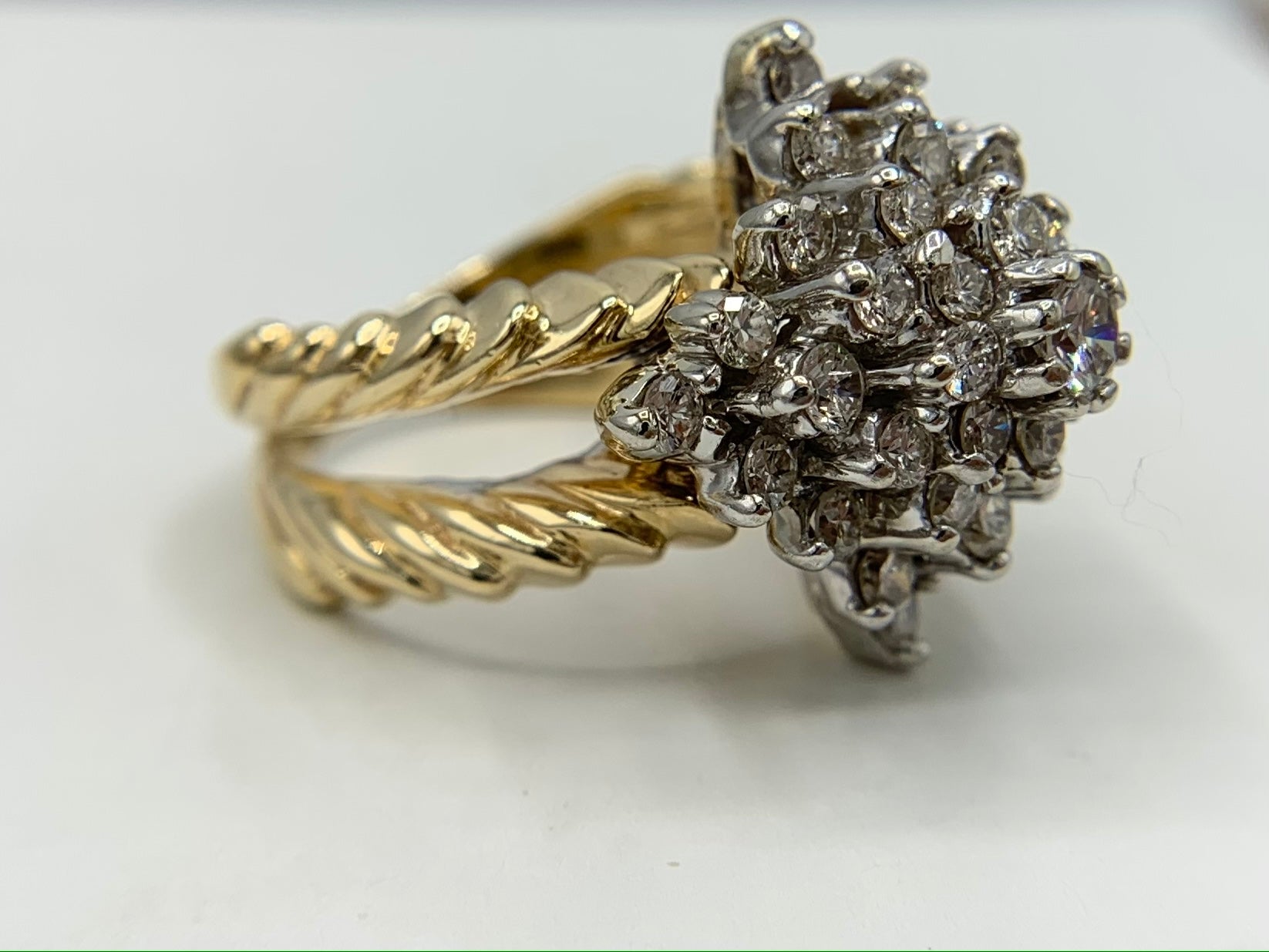 2 carat Diamond Cluster Ring Right Side