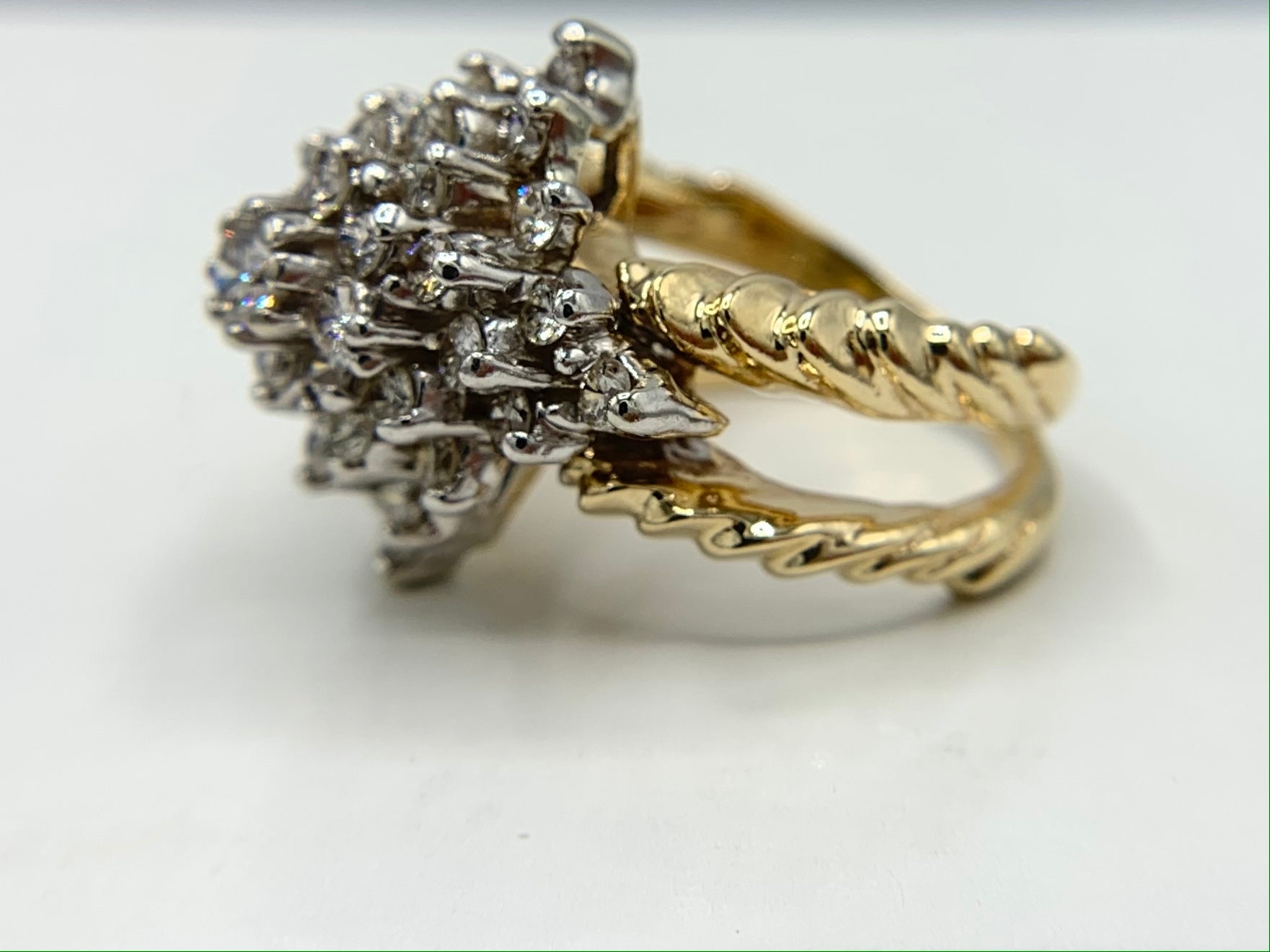 2 carat Diamond Cluster Ring Left Side