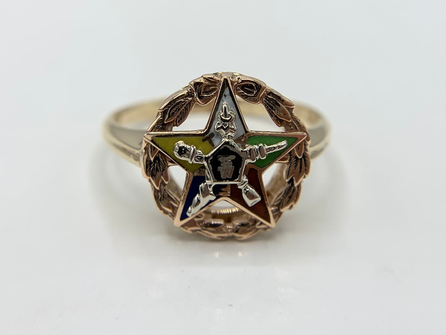 10K Yellow Gold Eastern Star Masonic Ring - Round