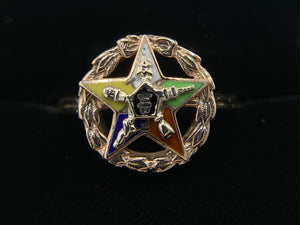 10K Yellow Gold Eastern Star Masonic Ring - Round