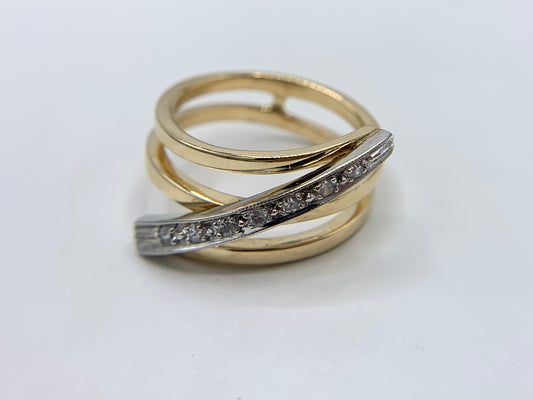 14K Yellow Gold Art Deco Ring with Diamonds