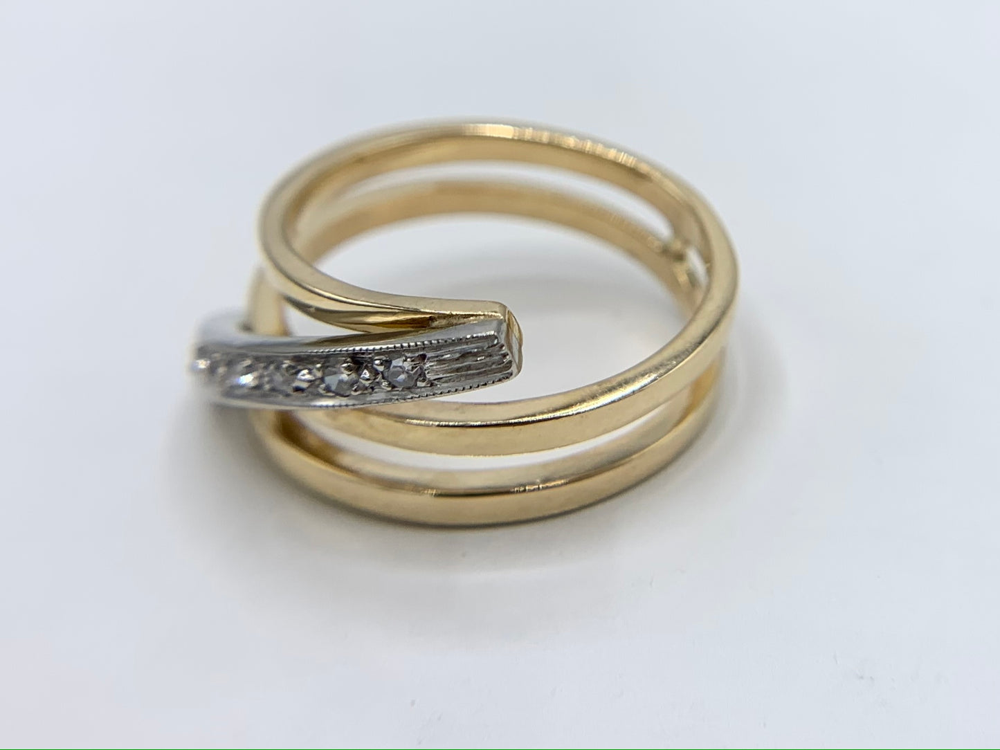 14K Yellow Gold Art Deco Ring with Diamonds