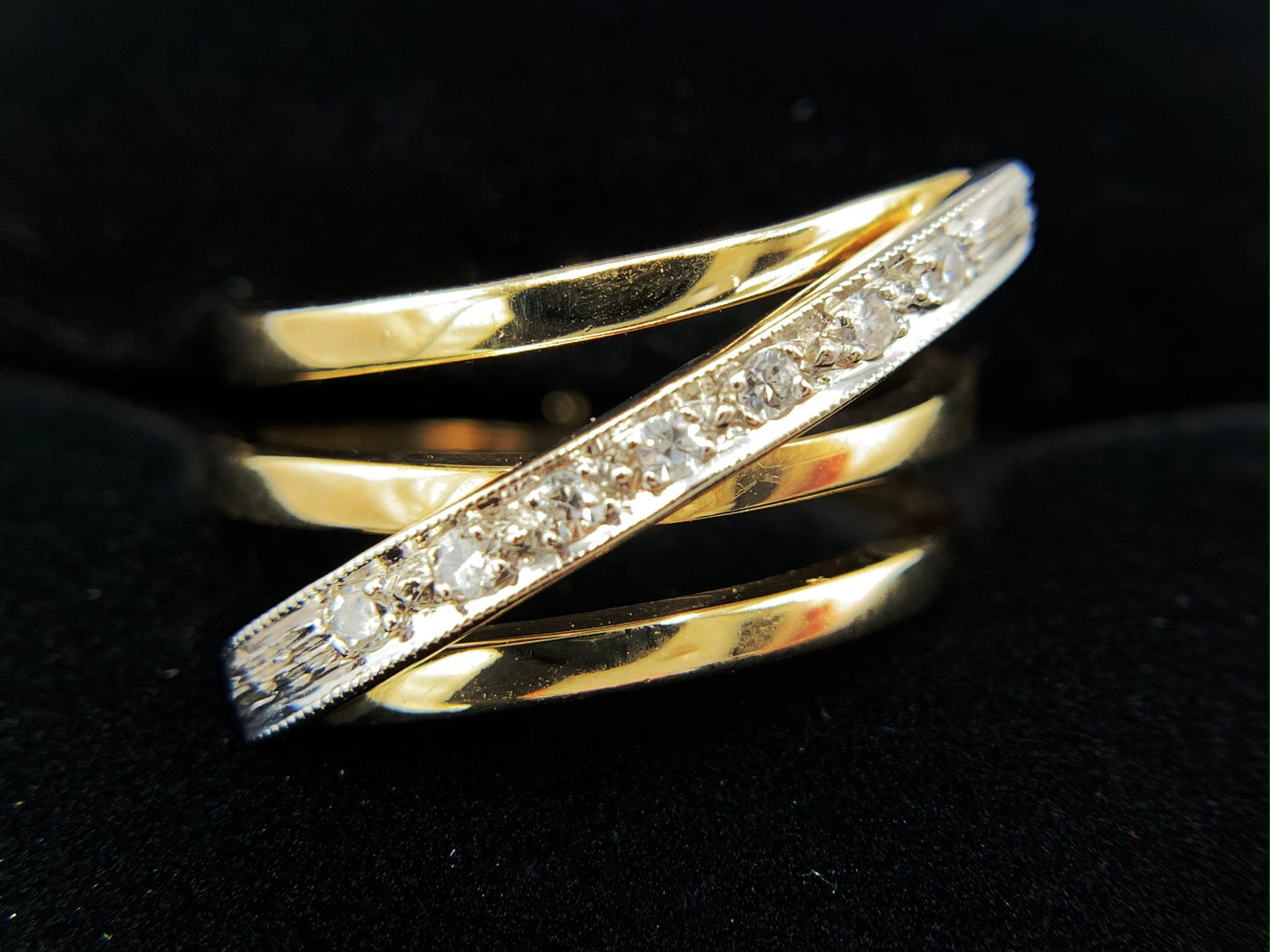 14K Yellow Gold Art Deco Ring with Diamonds