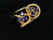 Load image into Gallery viewer, 14K Yellow Gold Synthetic Blue Sapphire Free Form Ring
