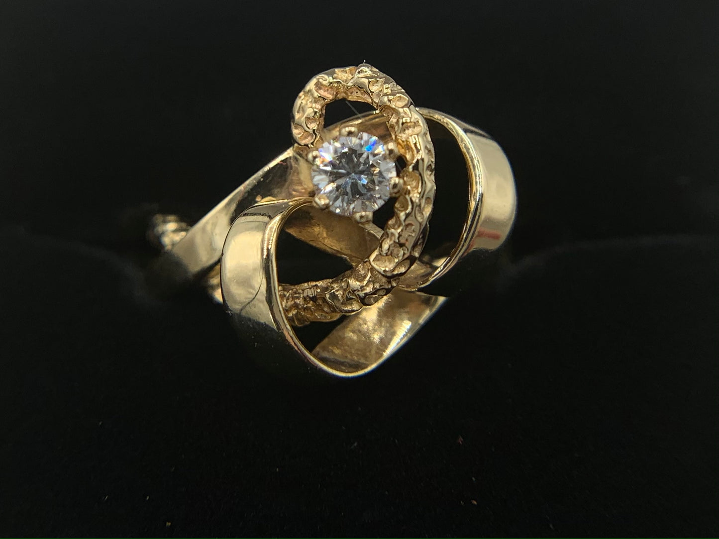 14K Yellow Gold Love Knot Ring with Diamond