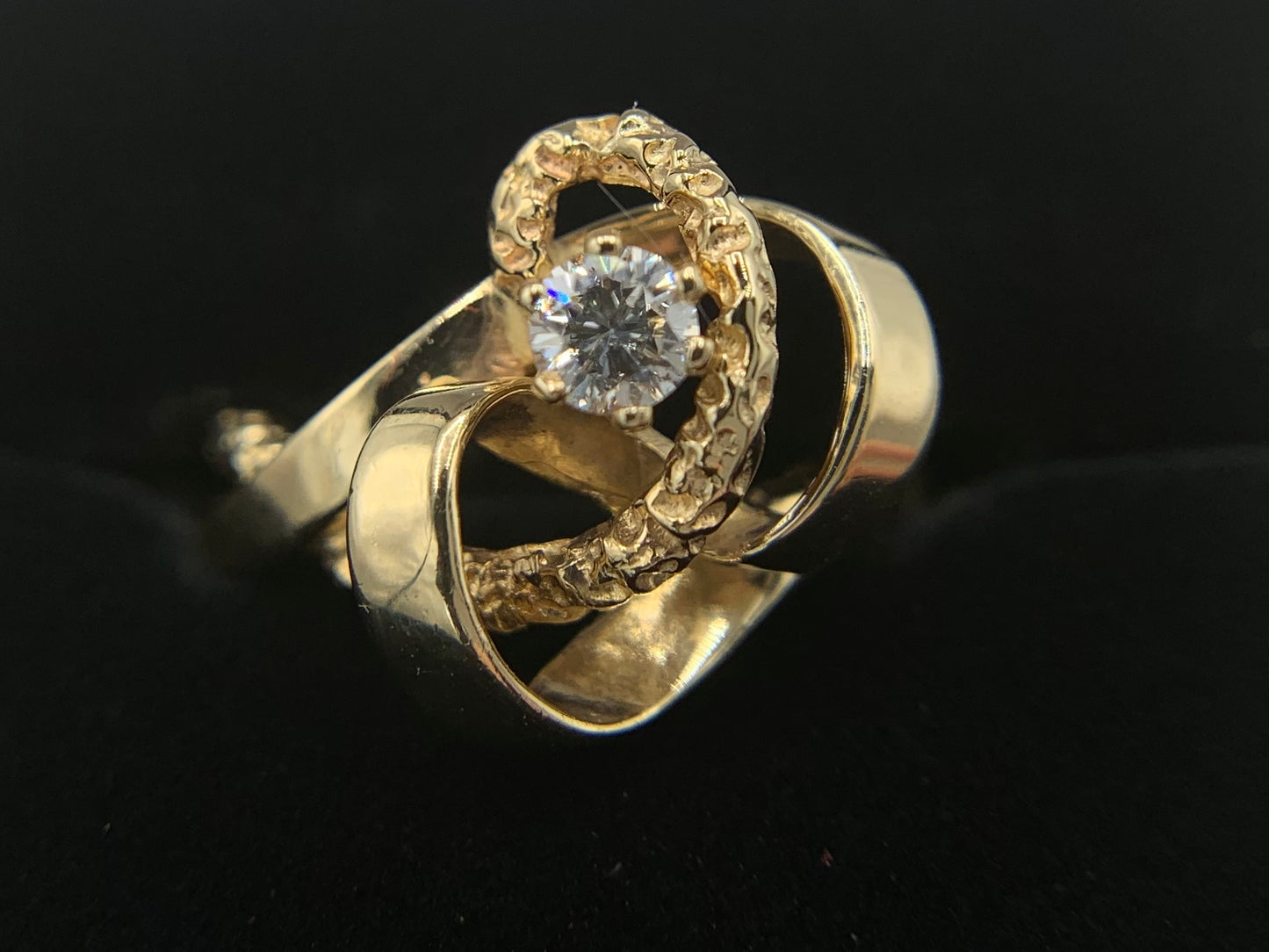 14K Yellow Gold Love Knot Ring with Diamond