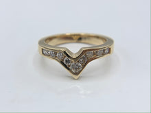 Load image into Gallery viewer, 14K Yellow Gold Diamond Flying V Ring
