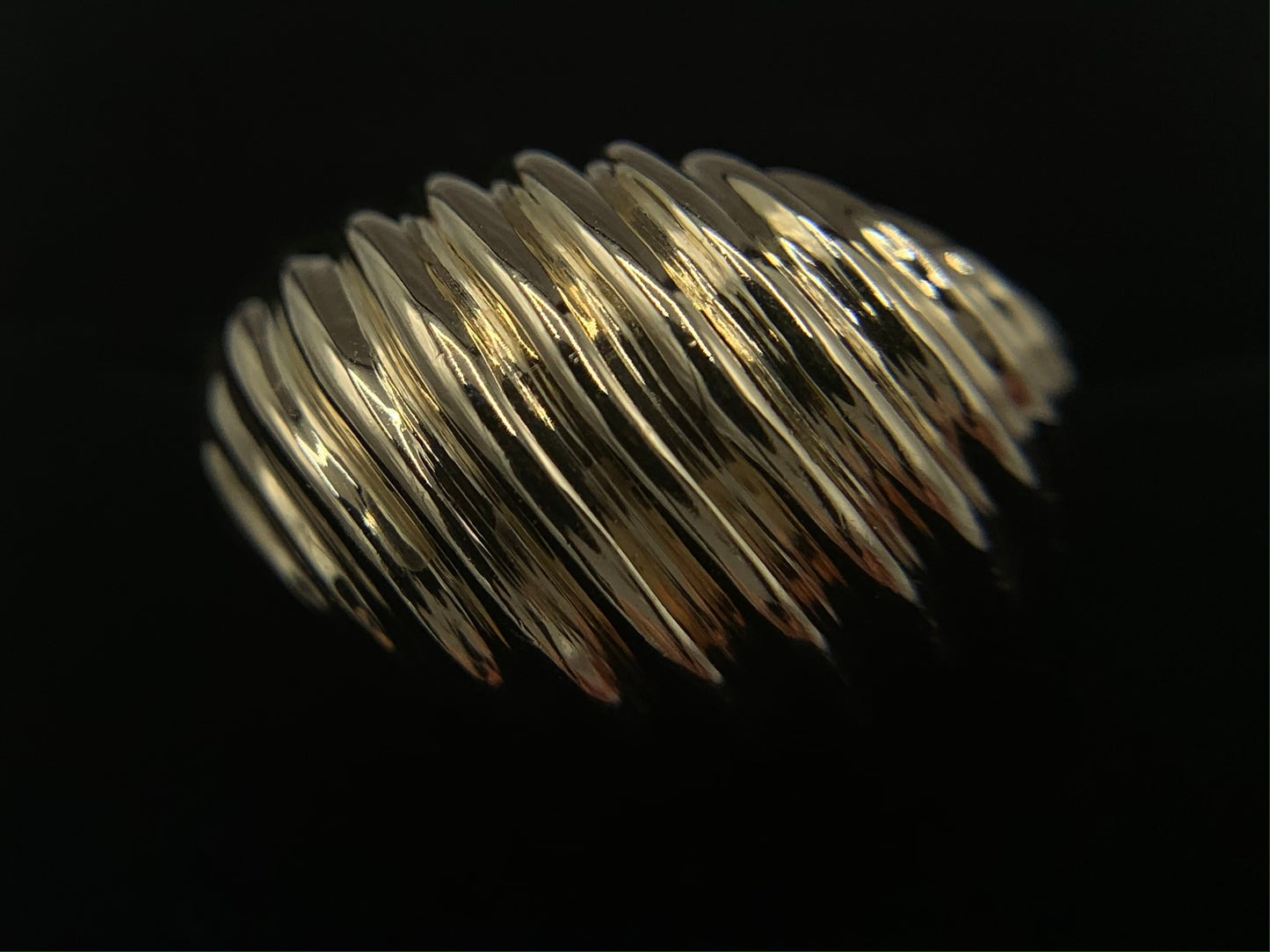 14K Yellow Gold Ribbed Dome Ring