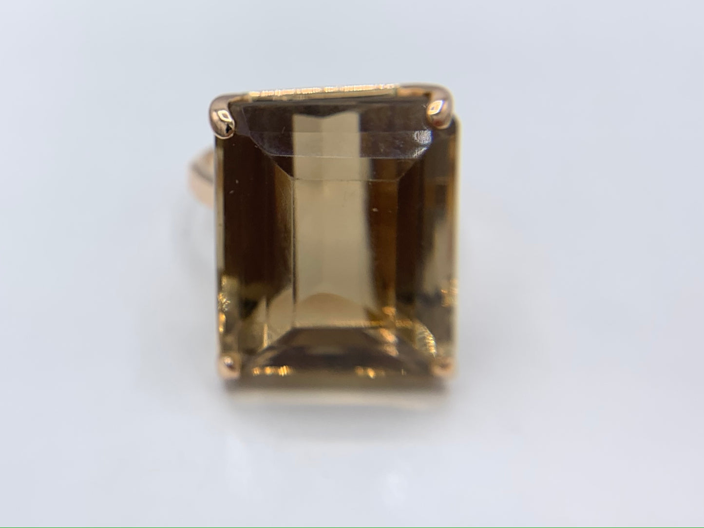 10K Yellow Gold Rectangle Smoky Topaz Ring