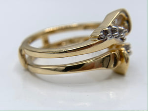 14K Yellow Gold Solitaire Ring Guard with Diamonds