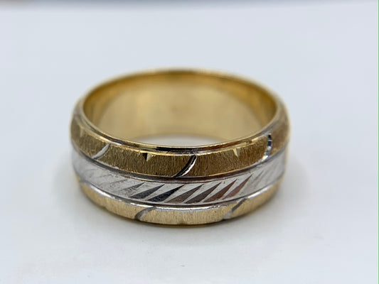 14K Yellow Gold Two Tone Men's Wedding Band