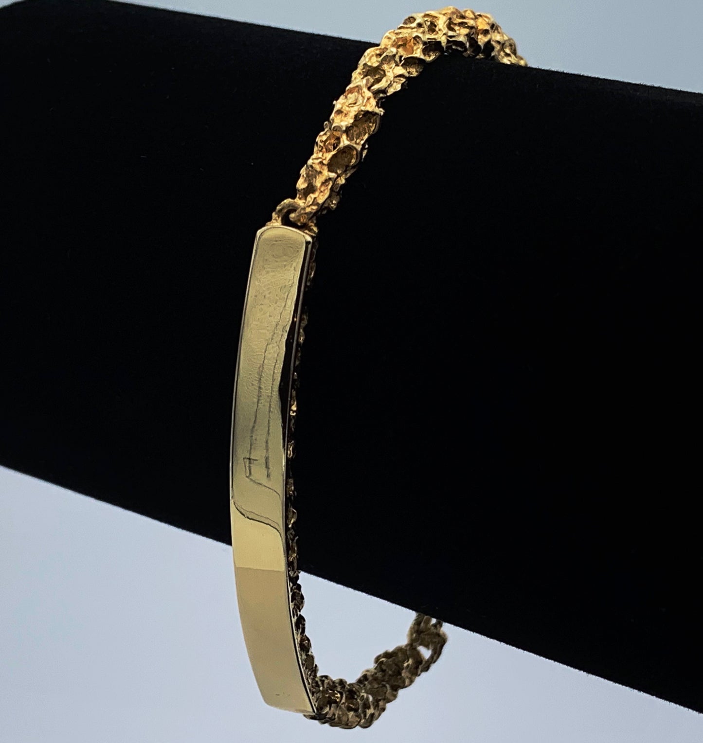 14K Yellow Gold Nugget Style ID Bracelet