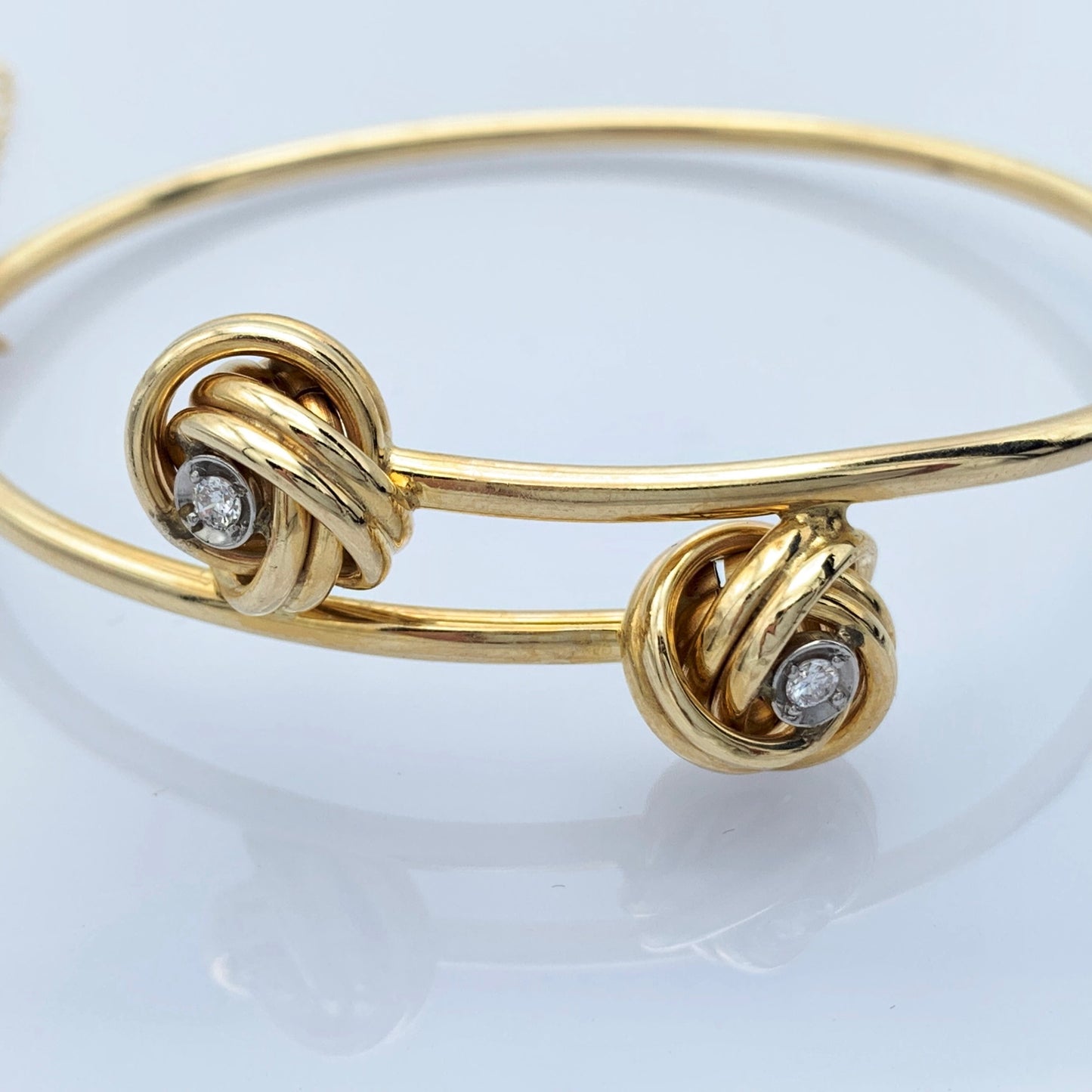 14K Yellow Gold Two Knot Bracelet with Diamonds